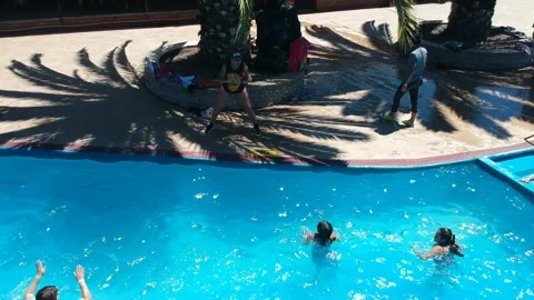 Dance class in a pool Stock Footage 156829406