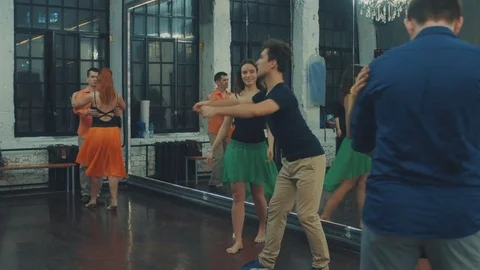 Dance classes. Dance teacher showing dance moves. Stock Footage 73316653