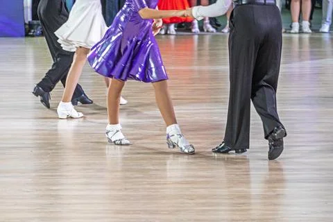 A dance couple dances at the Blackpool Dance Festival ballroom dance compet.. Stock Photos