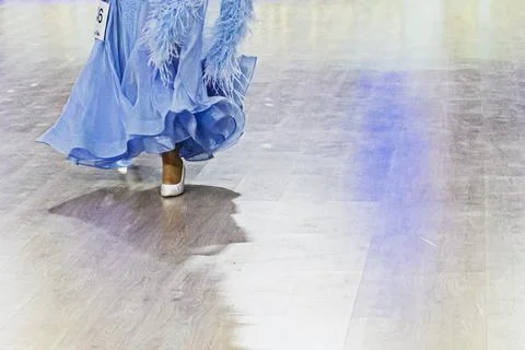 Dance couple practices on the dance floor before a Latin American competition Stock Photos