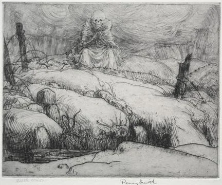 Dance of Death, 1919. Percy John Delf Smith (British, 1882-1948). Etching; Stock Illustration