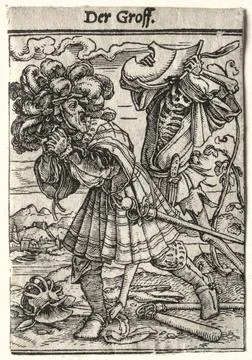 Dance of Death: The Count, c. 1526. Hans Holbein (German, 1497/98-1543). Wo.. Stock Illustration