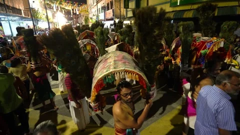 Dance of devotion seen in Kavadi ritual procession. Stock-Footage 318102273