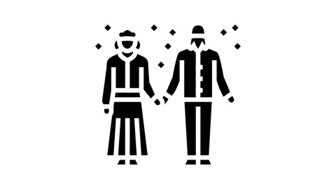 Dance elderly leisure glyph icon animation Stock Footage 326149322