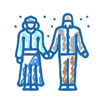 Dance elderly leisure icon doodle illustration Stock Illustration