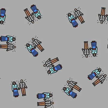 Dance elderly leisure vector seamless pattern Stock Illustration