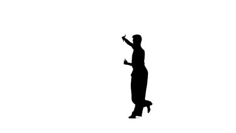 Dance element from the ballroom-sport program, silhouette on white background Stock Footage 75505341