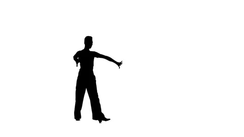 Dance element from the rumba program, silhouette on white background Stock Footage 75505372