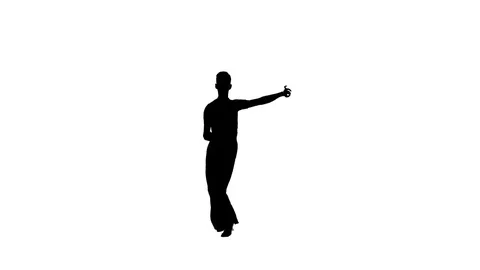 Dance element from the salsa program, silhouette on white background Stock Footage 75505354