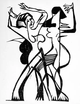 Dance. Ernst Ludwig Kirchner (Germany, 1880-1938). Germany, 1927-1931. Prin.. Stock Illustration