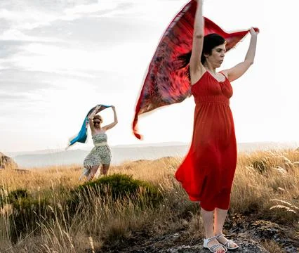 Dance of the fabrics Stock Photos