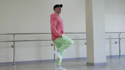 Dance fast steps, creative dance of a young guy quickstep in the studio Stock Footage 277894482