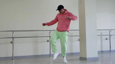 Dance fast steps, creative dance young guy quickstep in the studio. Dance legs Stock Footage 277894543