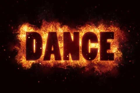 Dance fire flames burn text explosion explode Illustrazione stock