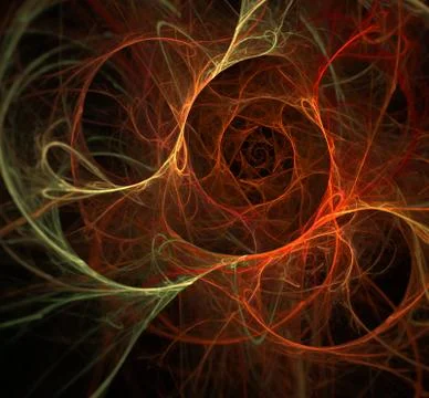 Dance of fire neon lights in dark spiral cave イラスト素材