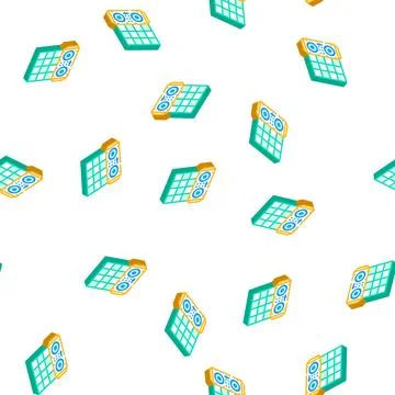 Dance floor and dj console isometric icon seamless pattern Stock Illustration