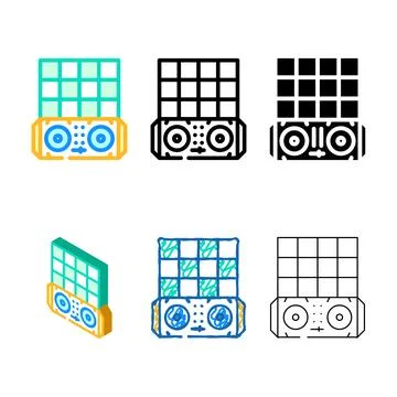 Dance floor and dj console types color icon vector Stock Illustration