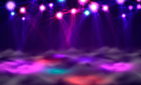 Dance floor banner, Light and smoke on stage. Stock Illustration