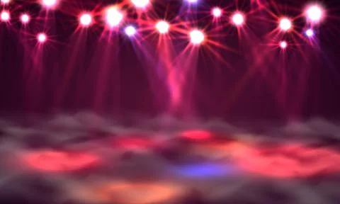 Dance floor banner, Light and smoke on stage. Stock Illustration