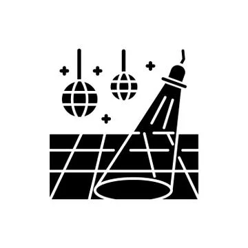 Dance floor black glyph icon. Night club recreation activity, nightclub party Stock Illustration