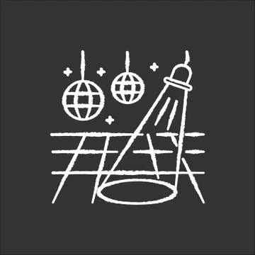 Dance floor chalk white icon on black background. Night club recreation activity Illustrazione stock