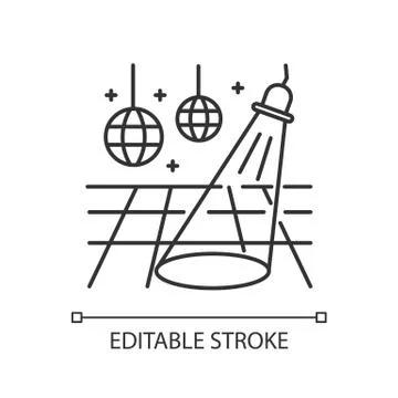 Dance floor pixel perfect linear icon. Thin line customizable illustration Stock Illustration