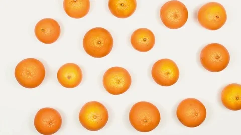 Dance of Fruit. Oranges Move in Different Directions on the Table. 스톡 동영상 74082240