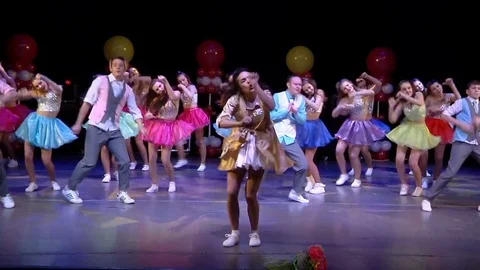 Dance group dance on stage Stock Footage 72742801