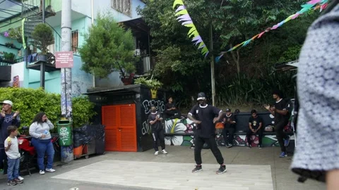 Dance Group Performing In Comuna 13 Medellin Colombia Stock Footage 207753558