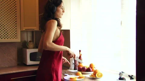 Dance housewives in the kitchen Stock Footage 778883