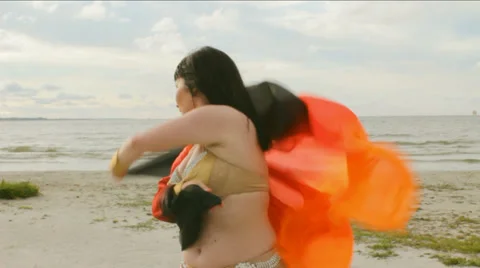 Dance with Indian Scarf Stock Footage 31669337