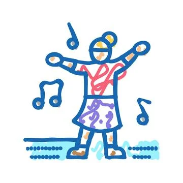 Dance kid leisure icon doodle illustration Stock Illustration