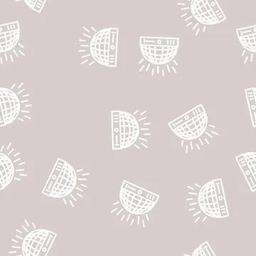 Dance kid leisure line vector seamless pattern Stock Illustration