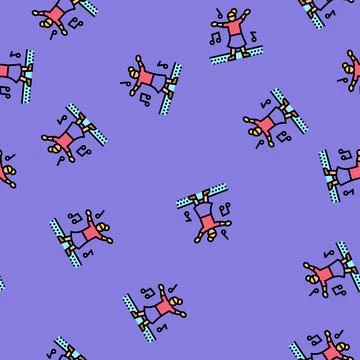 Dance kid leisure vector seamless pattern Stock Illustration