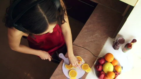 Dance with a knife in the kitchen Stock Footage 778841