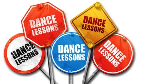 Dance lessons, 3D rendering, street signs, 3D rendering, street Stock Illustration