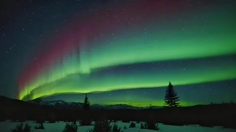 Dance of light in the night sky, the stunning aurora borealis 스톡 동영상 306064336