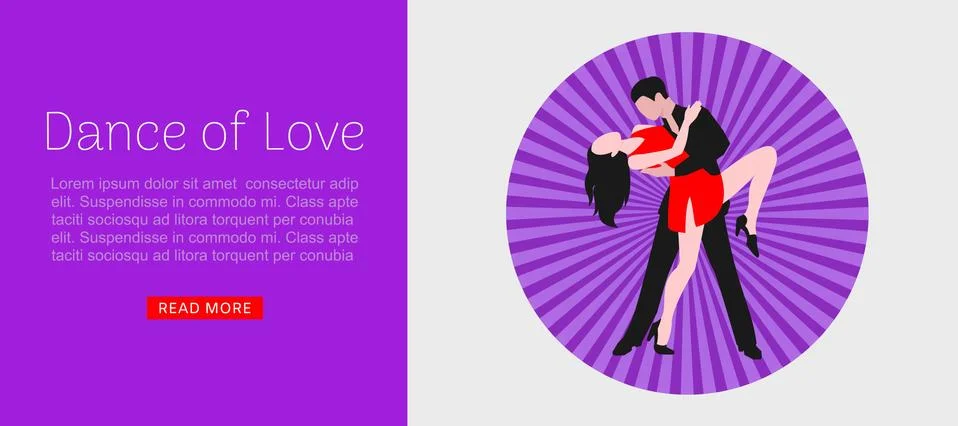 Dance of love tango or dancing party web vector template. Cartoon illustration Stock Illustration