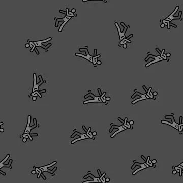 Dance man silhouette vector seamless pattern Stock Illustration