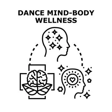 Dance mind body wellness vector concept drawing Illustrazione stock