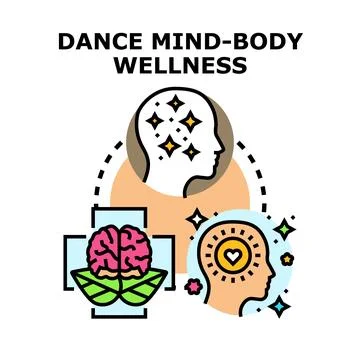 Dance mind body wellness vector concept drawing Stock-Illustration