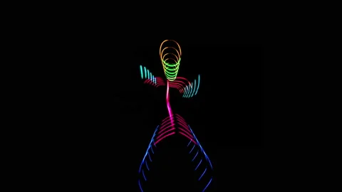 Dance In Multicolored Glowing Stick Suit Stock-Footage 219968999