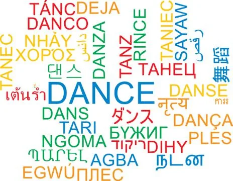 Dance multilanguage wordcloud background concept Stock Illustration