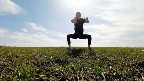 Dance in nature in the middle of the field. Stock Footage 127640529
