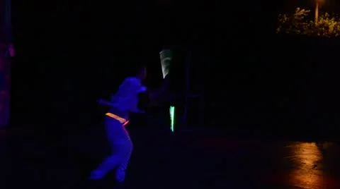 Dance, neon. Hotel in Turkey. Stock Footage