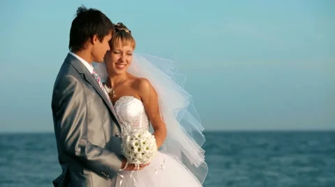 Dance Newlyweds On The Beach Stock Footage 52545869