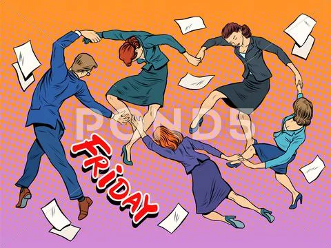 Dance in the office Friday holiday joy business Stock Illustration