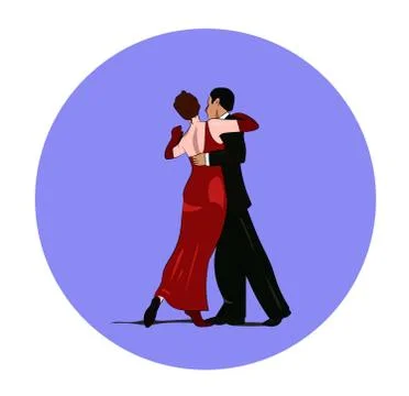 Dance pair in tango passion isolated vector sign Stock Illustration