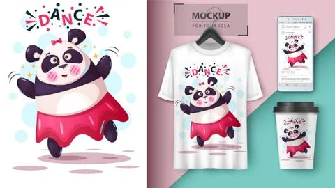 Dance panda - mockup for your idea Stock Illustration
