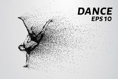 Dance of the particles. Breakdance consists of small circles. Illustrazione stock